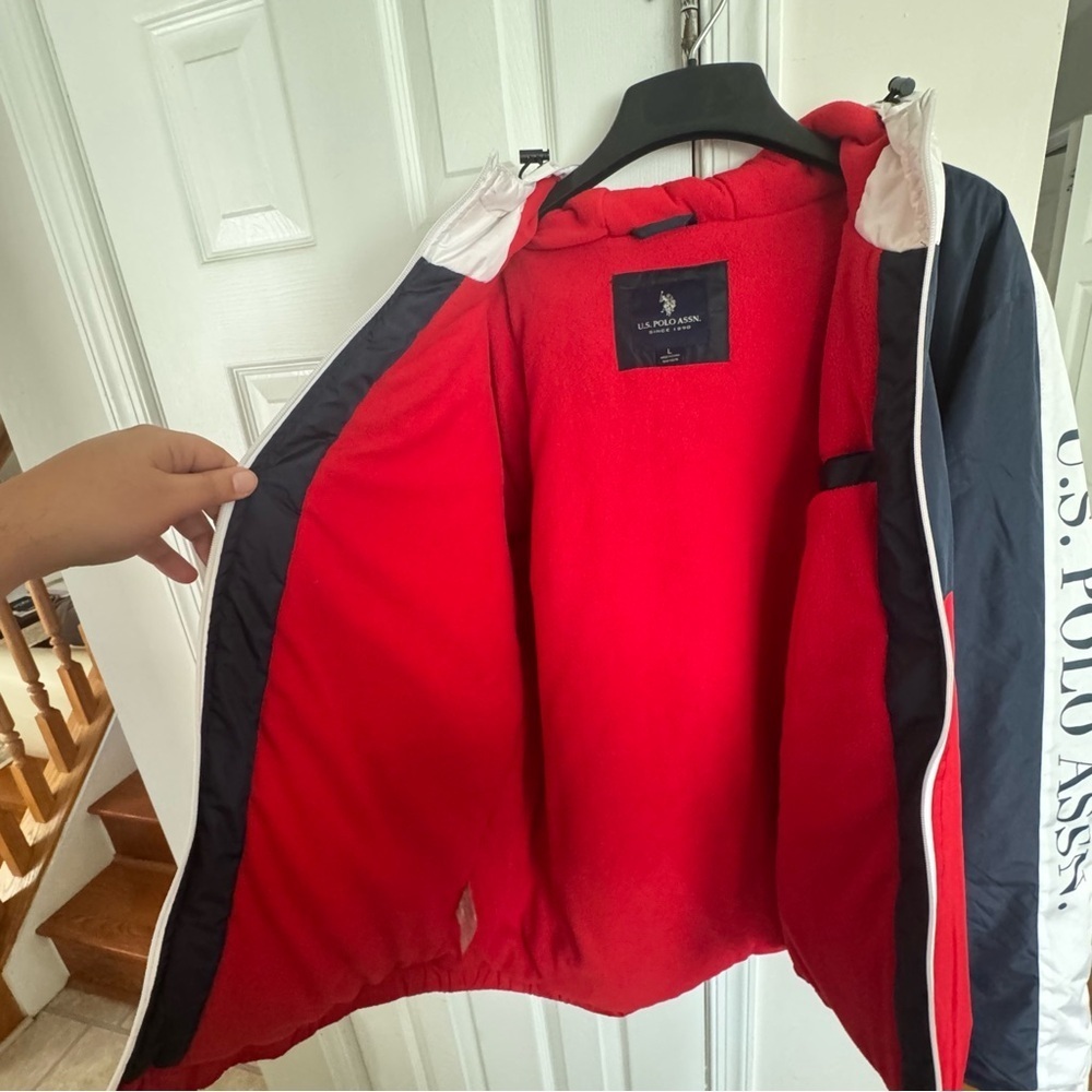 USPA polar fleece men’s Large classic navy jacket Preowned Please Read descript - Picture 11 of 14
